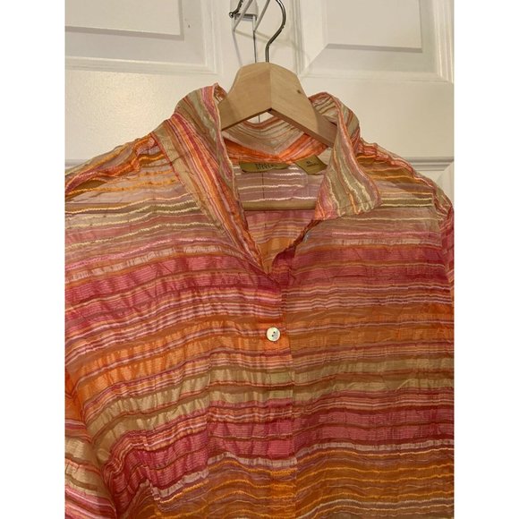 Valerie Stevens Separates Woman Striped Sheer Jacket Top‎ Women Sz XL Orange - Picture 7 of 8